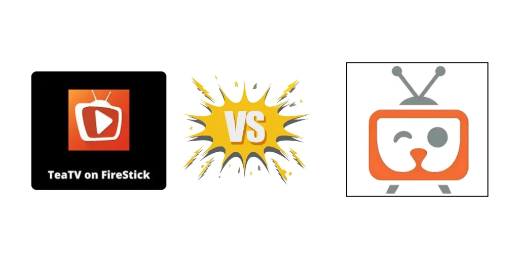 TeaTV ve Inat Box uygulamalarının logosu ile hazırlanmış karşılaştırma görseli, iki yayın platformu arasındaki farkları gösteren VS resmi
